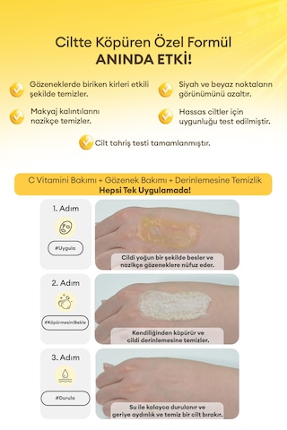 Ciltte Köpüren Jel Temizleyici & Maske Vita C Plus All İn One Pack Foam Cleanser 200 Ml