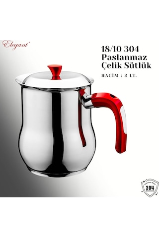 2 Lt. Çelik Sütlük Bakalit Kulp - Kırmızı Kırmızı