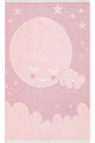 Eko Halı Noa Baby Nb 02 Pink Yıkanabilir Çift Taraflı Yumuşak Dokulu İnce Çocuk-bebek Odası Halısı Gri Beyaz