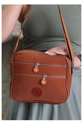 Taba Renk Keten Kumaş El Çantası Kadın Çanta Tarzrsn Taba