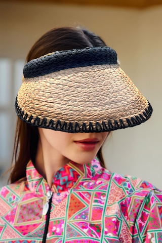 Zigzag Biyeli Vizör Hasır Şapka Güneş Koruyucu Siperlik Rş-2104 Camel Camel