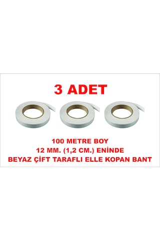 Çift Taraflı Beyaz Bant 100 M. 12 Mm 3 Adet