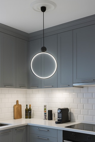 Modern Siyah Led Halka Avize Yatak Odası Ve Salon İçin Tekli Sarkıt Aydınlatma Siyah