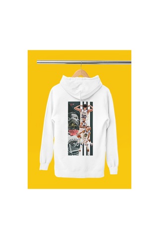 Stil X Stephen Curry Baskılı Kapüşonlu Sweatshırt Beyaz