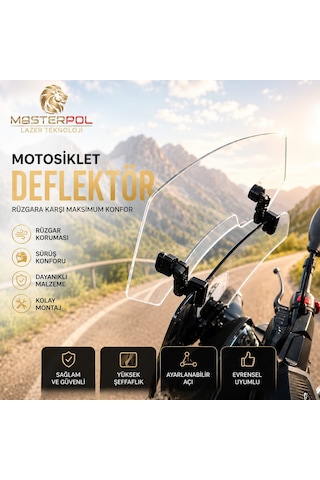 Sym Uyumlu Deflektör Rüzgar Saptırıcı Siperlik Şeffaf Motor Camı Cam Uzatma Model 1