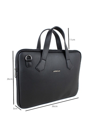 Kadın Siyah Evrak Çantası 13,6 İnç Laptop Çantası Siyah