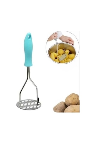 Patates Ezici Mavi Saplı Paslanmaz Patates Ezici