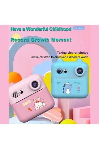 Lemestar Mavi Çocuklar İçin 2.4" Ekranlı Termal Yazıcı - 1080p Kayıt, 2400w Piksel, 200dpı, 1000mah Pil + 1 Rol Kağıt Dahil