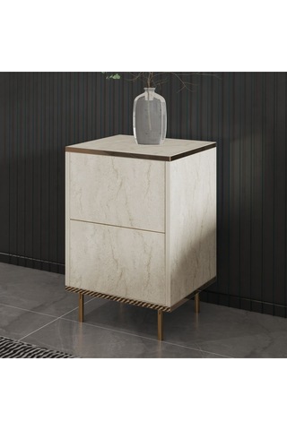 İmaj Komodin Traverten/gold - Bej Bej