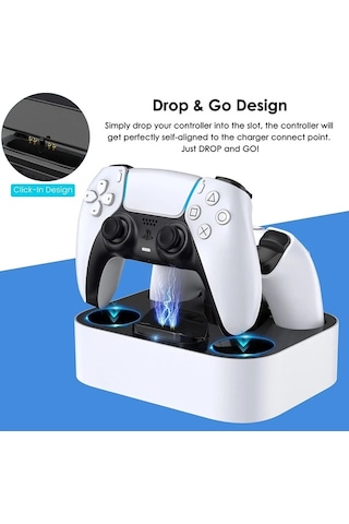 Novahub Yenidery Dual Hızlı Şarj Cihazı Ps5 Kontrolör Standı Sony Playstation 5 Dualsense Beyaz Amerika Birleşik Devletleri Beyaz