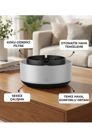 Dumanı İçine Çeken Akıllı Kül Tablası Kokusuz, Filtreli Ve Otomatik Duman Emici Küllük Go-53-vice