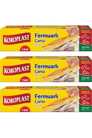 Koroplast Fermuarlı Çanta Orta Boy 3 x 12'li 20 x 18 CM