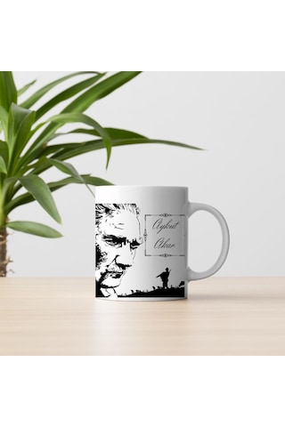 Kişiye Özel Atatürk Silüetli İsimli Kupa Bardak Beyaz