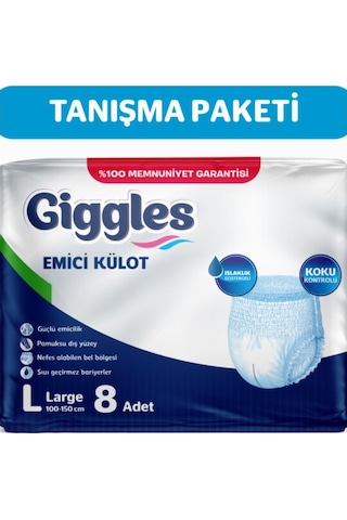 Giggles Yetişkin Emici Külot Hasta Bezi Large 1 Paket 8 Adet L