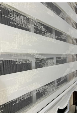 Storburada Zebra Stor Nakışlı Ekru Etek Dilimli St 124 Ekru