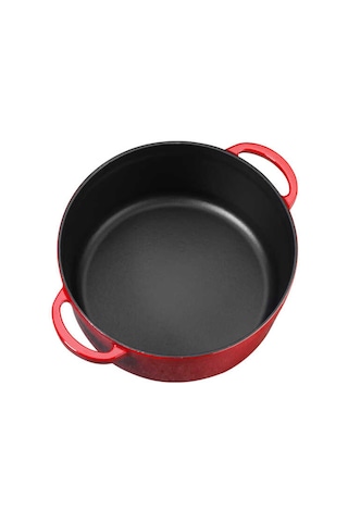 Olika Iron 24 Cm Demir Döküm Basık Tencere Kırmızı