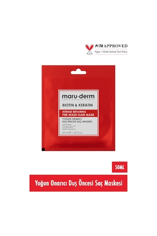 Maru.derm Duş Öncesi Saç Maskesi - Biotin & Keratin Yoğun Onarıcı Duş Öncesi Saç Maskesi 50 Ml