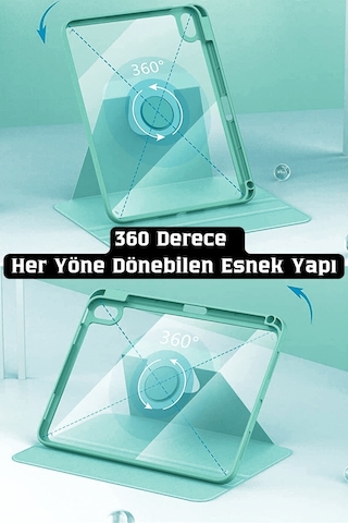 Apple Uyumlu iPad Air 11 İnç 2024 M2 Çipli 6.nesil 360 Dönebilen Standlı Pino Tablet Kılıfı