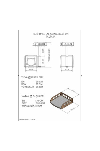 Pati Homes XL Lal Yataklı Kedi Tırmalama Evi 85 x 38 x 38 CM