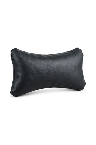 Ergonomik Oto Boyun Yastığı - Sürüş Destek Ve Yolculuk Yastığı 2 Adet - Suni Deri Fermuarlı - Lastikli Pratik Montaj Siyah