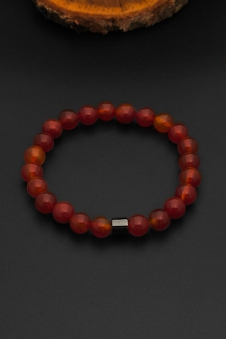 Doğal Taş Akik Bileklik Kadın Erkek Akik Bileklik 8 Mm Bt027 Kırmızı