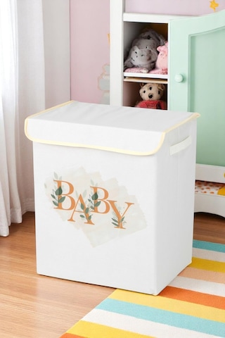 İronika Baby Kapaklı Kutu Dolap İçi Organizer Oyuncak Eşya Çamaşır Saklama Kutusu Düzenleyici Beyaz