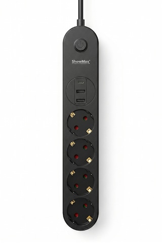 Showmax Sh-4625 Termal Akım Korumalı Çoklu Priz 2 Usb + 1 Type-c Çıkışlı 1.5 M