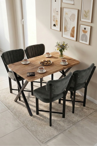Sandalye 1 Adet Baby Face Kumaş Metal Modern Mutfak Sandalyesi Cafe Balkon Ofis Elma 9814 Gri Çok Renkli