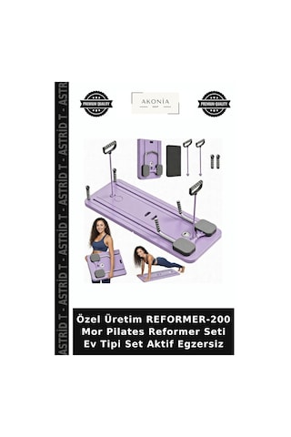 Özel Üretim Reformer-200 Mor Pilates Reformer Seti Ev Tipi Set Aktif Egzersiz