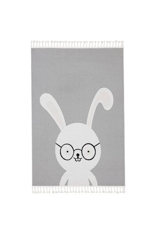 Sparkle Gri Krem Tavşan Figürlü Hayvan Figürlü Çocuk Odası Halısı Gri