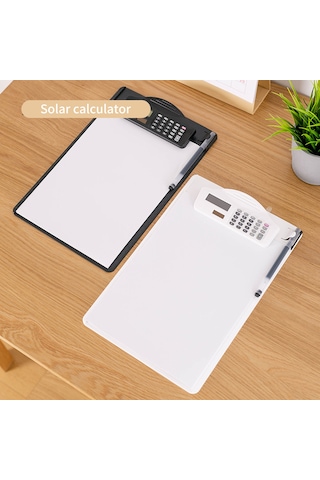 A4 Kağıt Dosyası İçin Çok Fonksiyonlu Klip Tahtası, Bağlayıcı Hesap Makinesi, Yazı Defteri, Kalem Yuvası Ve Ölçek, Öğrenci Ofisi İş Dosyası İçin Uygun Beyaz