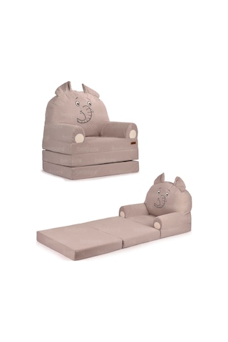 Portatif Katlanabilir Sevimli Çocuk Koltuğu - 3 Katlı Çocuk Yatak Koltuk - Taşınabilir Bebek Koltuğu Gri