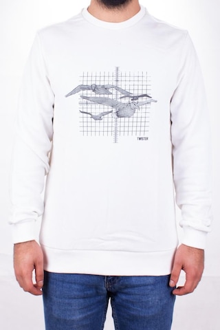 Twister 1915 Ekru Bisiklet Yaka Erkek Sweat Ekru