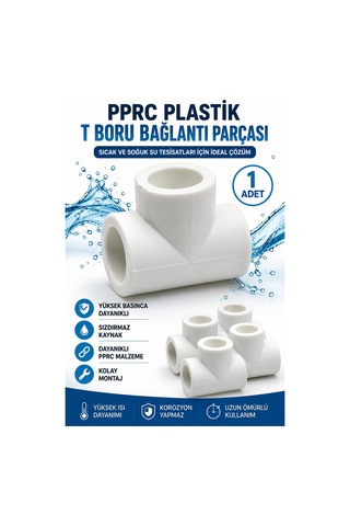 20 Mm Pprc Plastik T Boru Eki Te Bağlantı Parçası Sıcak Soğuk Su Tesisatı İçin Sızdırmaz T Ek 1 Adet Çok Renkli