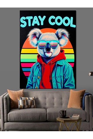 Gözlüklü Havalı Koala Posteri Dekoratif Kanvas - Mdf Ahşap Tablo