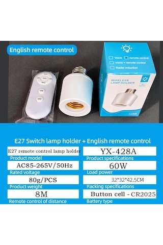E27 60w Kablosuz Uzaktan Kumanda Akıllı Zamanlayıcı Anahtarı