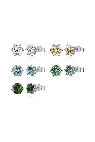 Beyaz Bagueringen 1.0ct D Renk Gra Mozanit Elmas 925 Ayar Gümüş Klasik Saplama Küpe Kadın Güzel Takı Düğün Hediyeleri Için