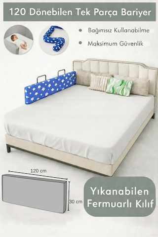 Miralay Yeni Nesil Yatak Bariyeri 120 CM Mavi Yıldız