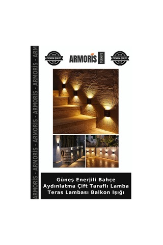 Güneş Enerjili Bahçe Aydınlatma Çift Taraflı Lamba Teras Lambası Balkon Işığı