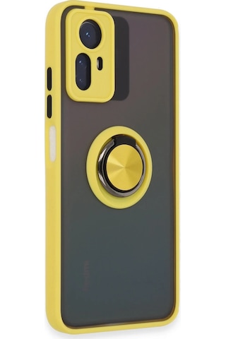Newface Xiaomi Redmi Note 12s Kılıf Montreal Yüzüklü Silikon Kapak Semeglbl - 99 - Sarı