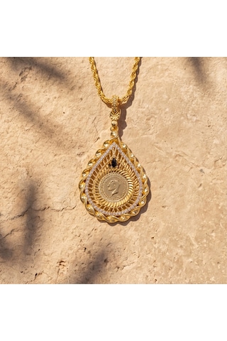 Altın Kaplama Çeyrek Altınlı Kolye 45 Cm Bnd-196