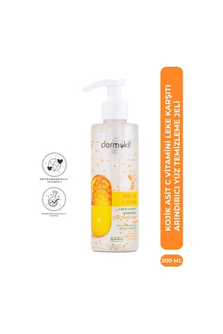 Dermokil Kojik Asit C Vitamini Leke Karşıtı Arındırıcı Yüz Temizleme Jeli 200 Ml