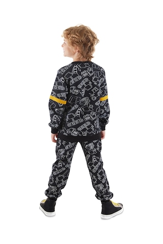 Denokids Arabalar Erkek Çocuk Siyah Eşofman Takım Renkli Çok Renkli