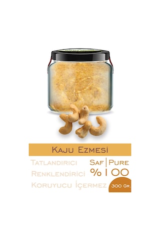 %100 Saf Kaju Ezmesi Şeker İlavesiz Bi Kavanoz 330 Cc. Cam Kavanozda Kaju Ezmesi Vegan Glutensiz