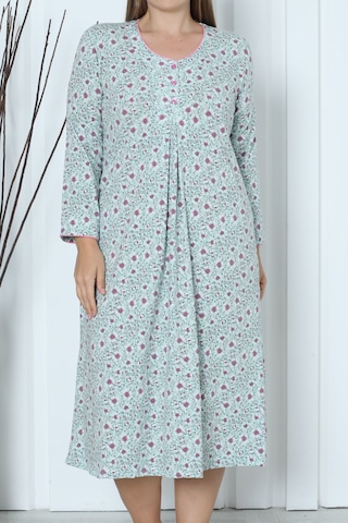 Kadın Tunik Uzun Gecelik Uzun Kollu Büyük Beden Pamuklu Mınt Mint