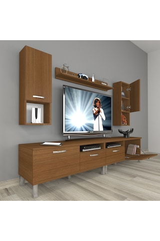 Decoraktiv Eko 5220da Mdf Krom Ayaklı Tv Ünitesi Tv Sehpası Ceviz
