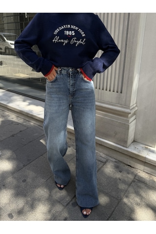 Out Of Standart Kadın Straight Leg Normal Bel Düz Paça Jean Pantolon Çok Renkli
