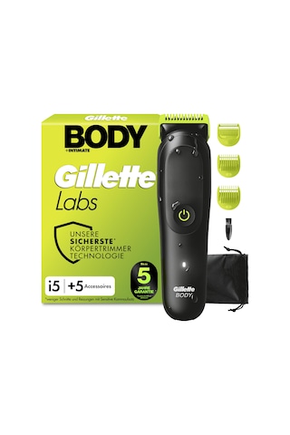 Gillettelabs İ5 Body + Skinfirst Teknolojisine Sahip Erkekler İçin Intimate Giyotin - Erkekler İçin Intimate Razor For Men Body & Intimate Area, Suya Dayanıklı - Siyah/yeşil