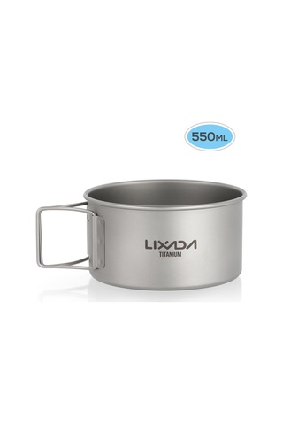 Açık Kamp Yürüyüş İçin Lixada Titanyum Kase Katlanır Kolları Akşam Yemeği Gıda Kabı M - 550ml Çok Renkli