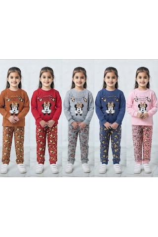 Zelhanbrand Kız Çocuk Mini Mause Desenli Eşofman Takımı Açık Lacivert